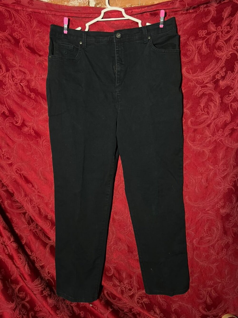 Gloria Vanderbilt Black High Rise Straight Leg Pants 16